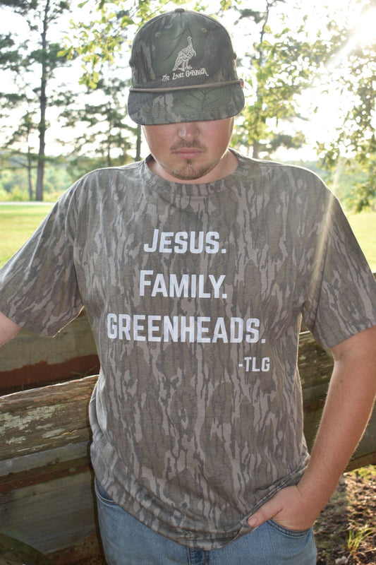 Jesus. Family. Greenheads. Bottomland Tshirt